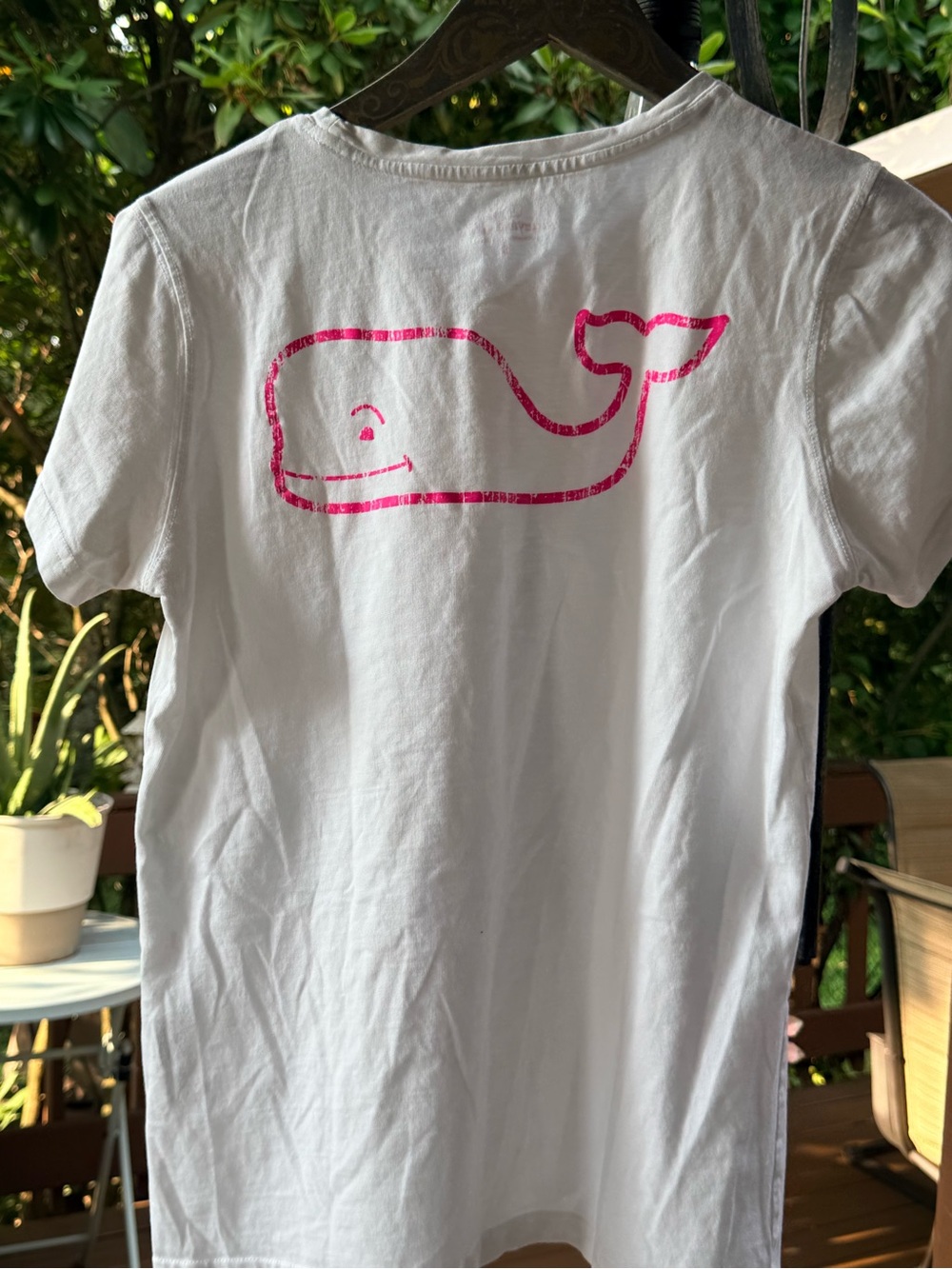 Vineyard Vines White Short Sleeve Tee with Pink Whale Logo